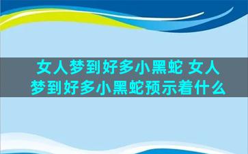 女人梦到好多小黑蛇 女人梦到好多小黑蛇预示着什么